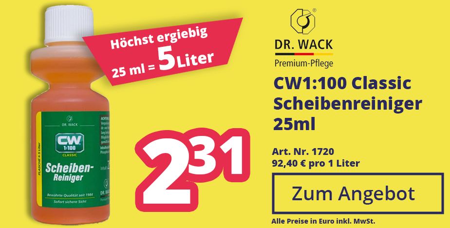 Zum Angebot Dr. Wack 1720 | CW1:100 Classic Scheibenreiniger 25ml für 2,31 EURO